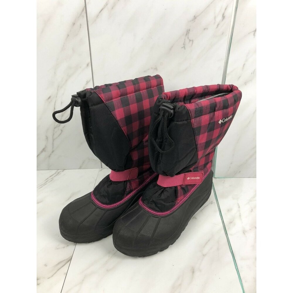 Columbia Powderbug Pink/Black Youth Winter Boots Size 7 US/40 EUR BY1281-011 EUC